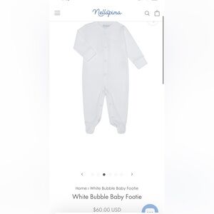 Nellapima White Bubble Baby Footie